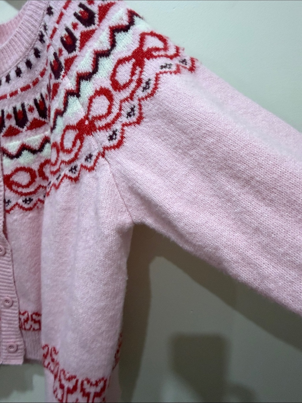 Revolve House of Harlow 1960 Pink & Red Fair Isle Cropped Cardigan - Picture 8 of 16